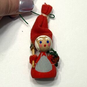 Vintage Holline Nisse Christmas Ornament from Denmark Wooden Felt